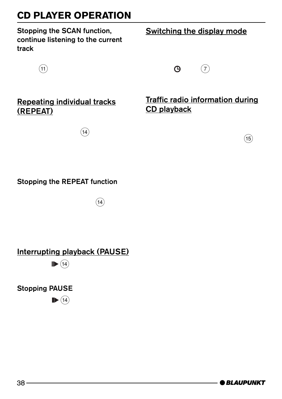 Cd player operation | Blaupunkt DJ50 User Manual | Page 17 / 25