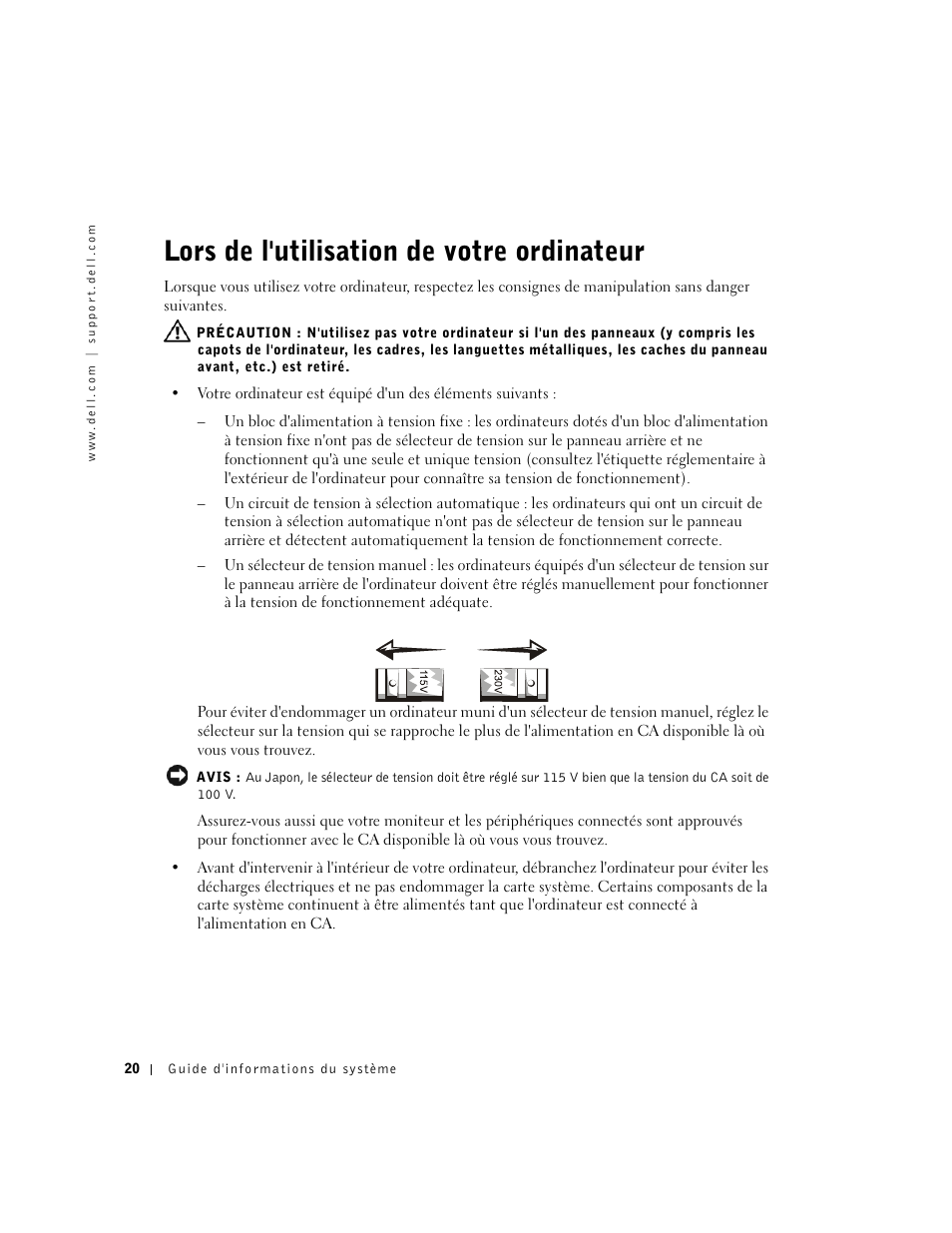 Lors de l'utilisation de votre ordinateur | Dell Precision 360 User Manual | Page 21 / 62