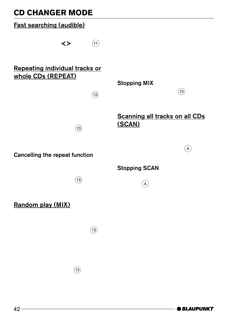 Cd changer mode | Blaupunkt Canberra C31 User Manual | Page 20 / 26