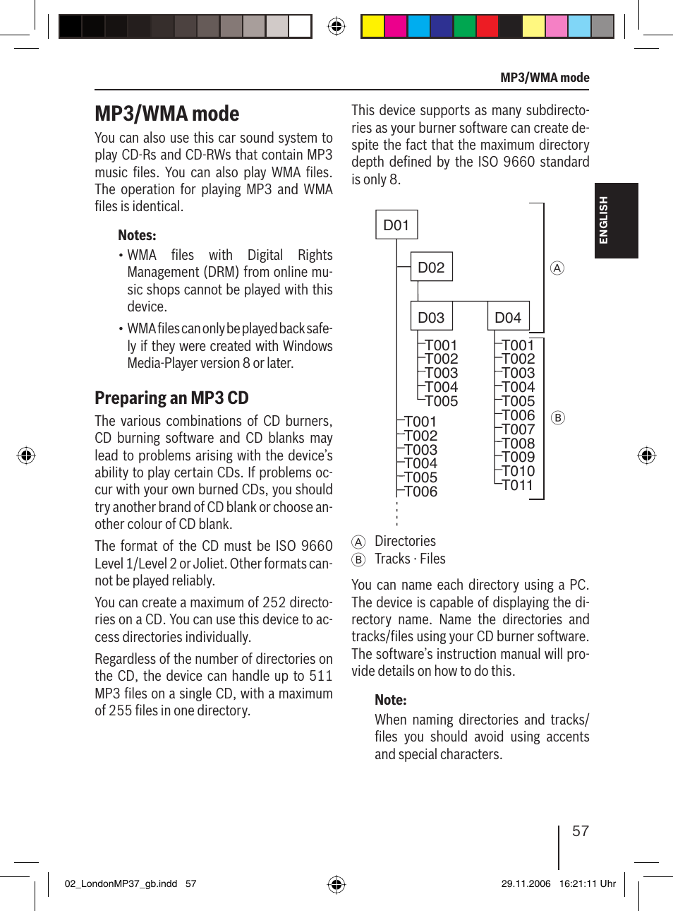 Mp3/wma mode, Preparing an mp3 cd | Blaupunkt LONDON MP37 7 647 553 310 User Manual | Page 23 / 38