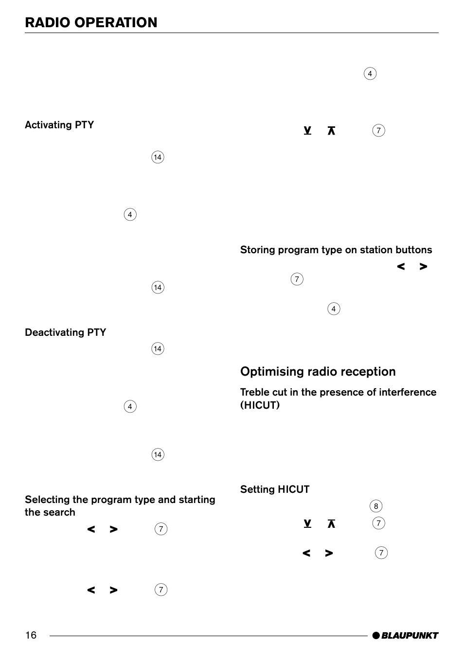 Radio operation, Optimising radio reception | Blaupunkt Hamburg CD70 User Manual | Page 16 / 29