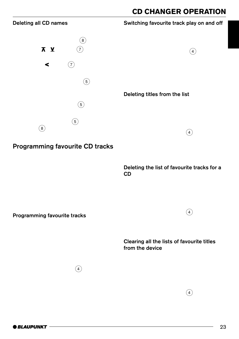 Cd changer operation, Programming favourite cd tracks | Blaupunkt Hamburg CD70 User Manual | Page 23 / 29