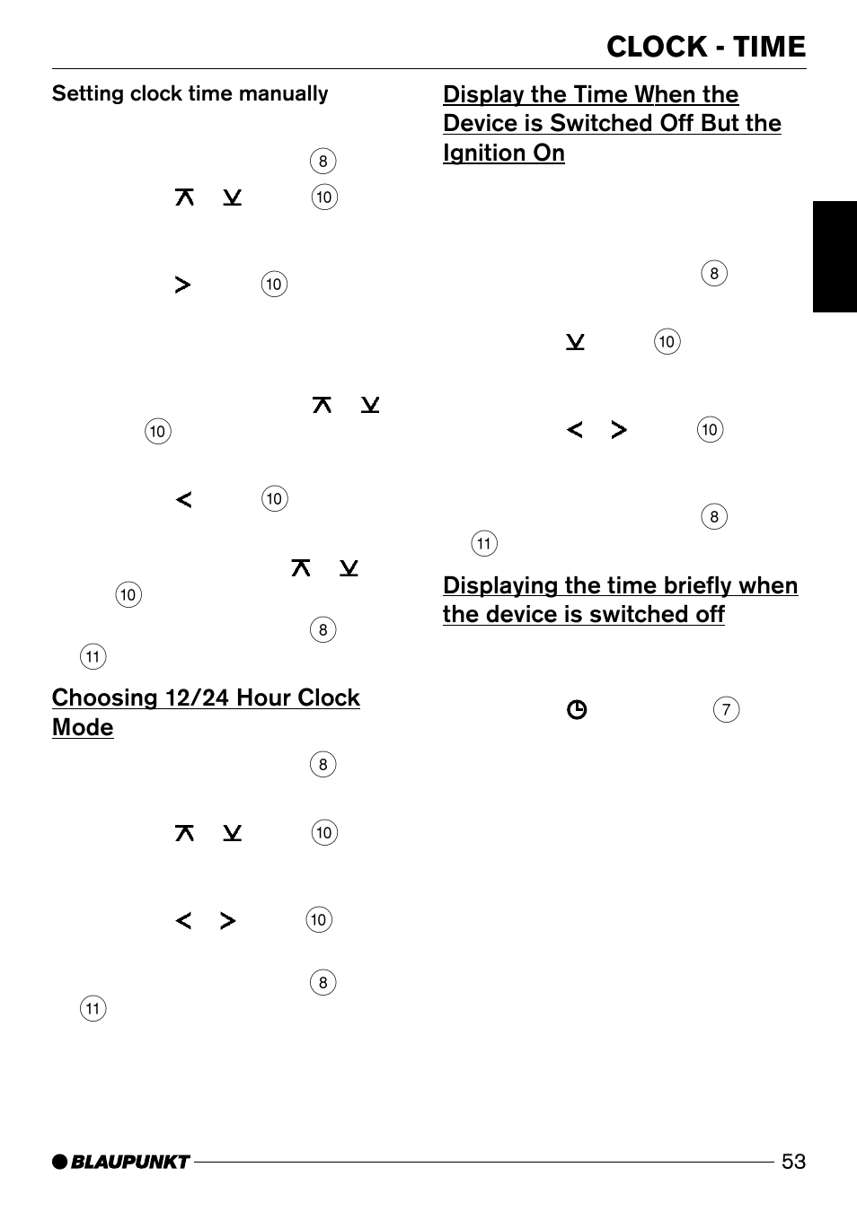 Clock - time | Blaupunkt Verona C51 User Manual | Page 24 / 30