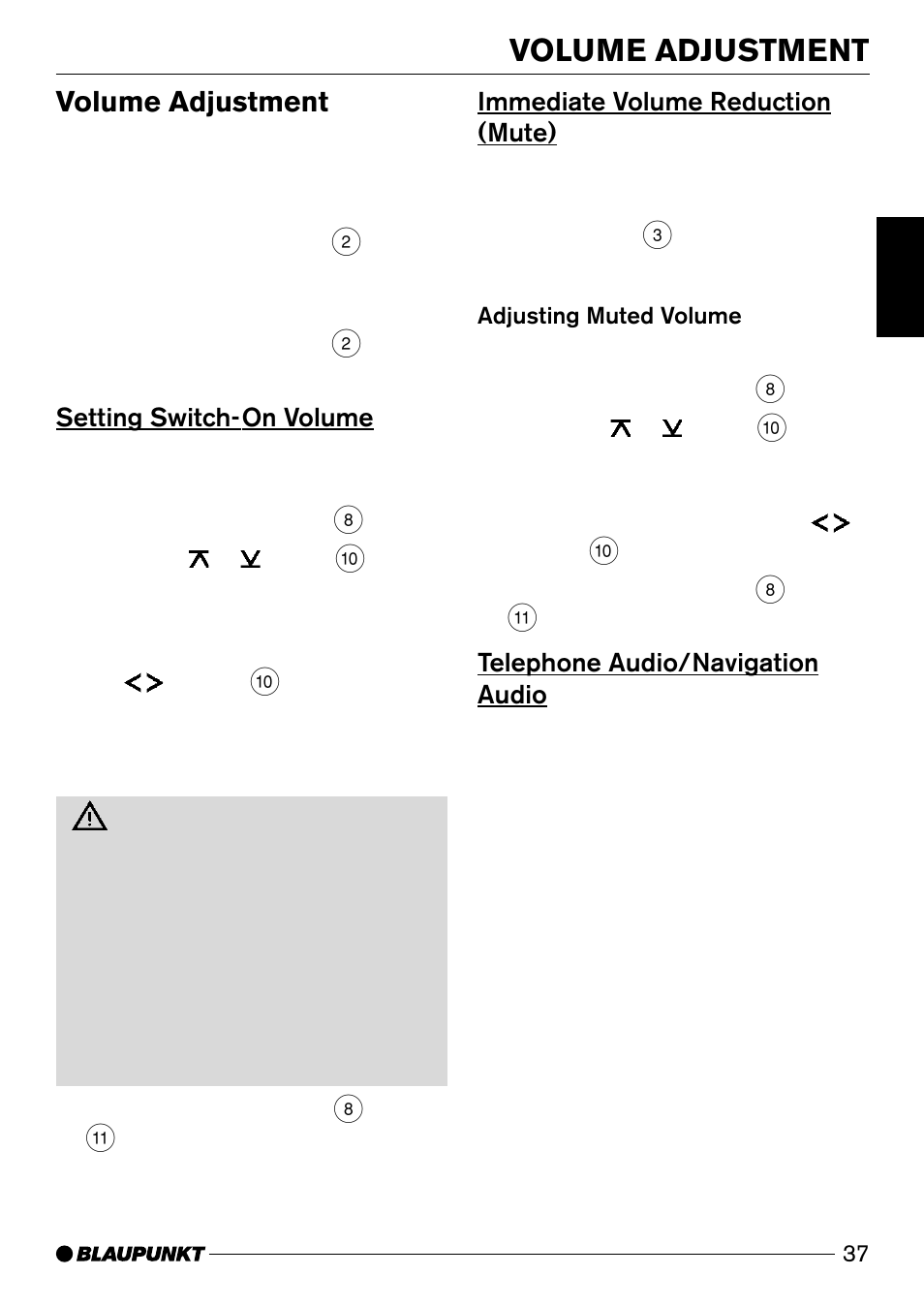 Volume adjustment | Blaupunkt Verona C51 User Manual | Page 8 / 30