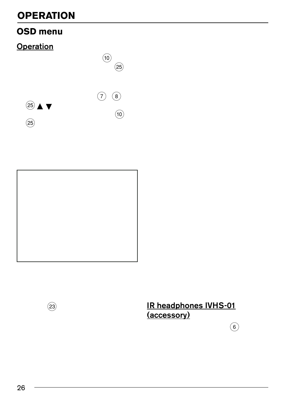 Osd menu, Ir headphones ivhs-01 (accessory), Osd menu ir headphones ivhs-01 (accessory) | Operation | Blaupunkt IVMR-9002 User Manual | Page 12 / 16