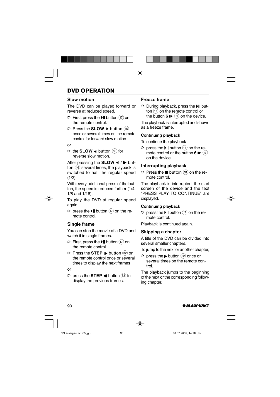 Dvd operation | Blaupunkt LAS VEGAS 7 645 650 310 User Manual | Page 25 / 72