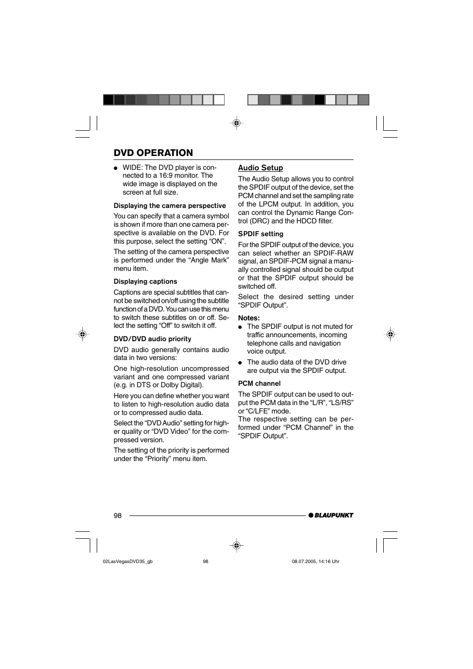 Dvd operation | Blaupunkt LAS VEGAS 7 645 650 310 User Manual | Page 33 / 72