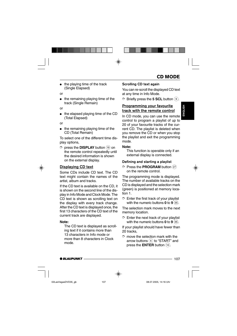 Cd mode | Blaupunkt LAS VEGAS 7 645 650 310 User Manual | Page 42 / 72