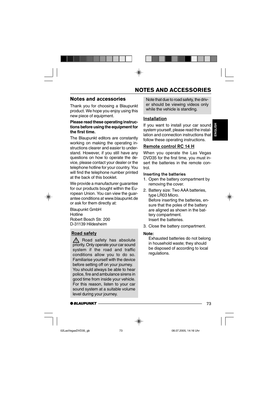 Blaupunkt LAS VEGAS 7 645 650 310 User Manual | Page 8 / 72