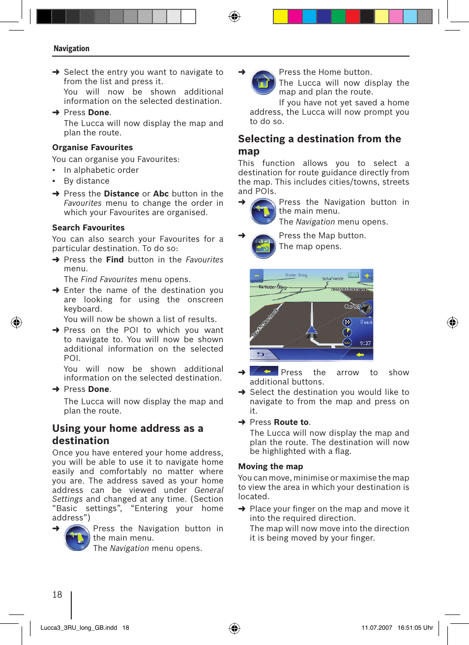 Using your home address as a destination, Selecting a destination from the map | Blaupunkt TRAVELPILOT LUCCA 3.3 EE User Manual | Page 18 / 46