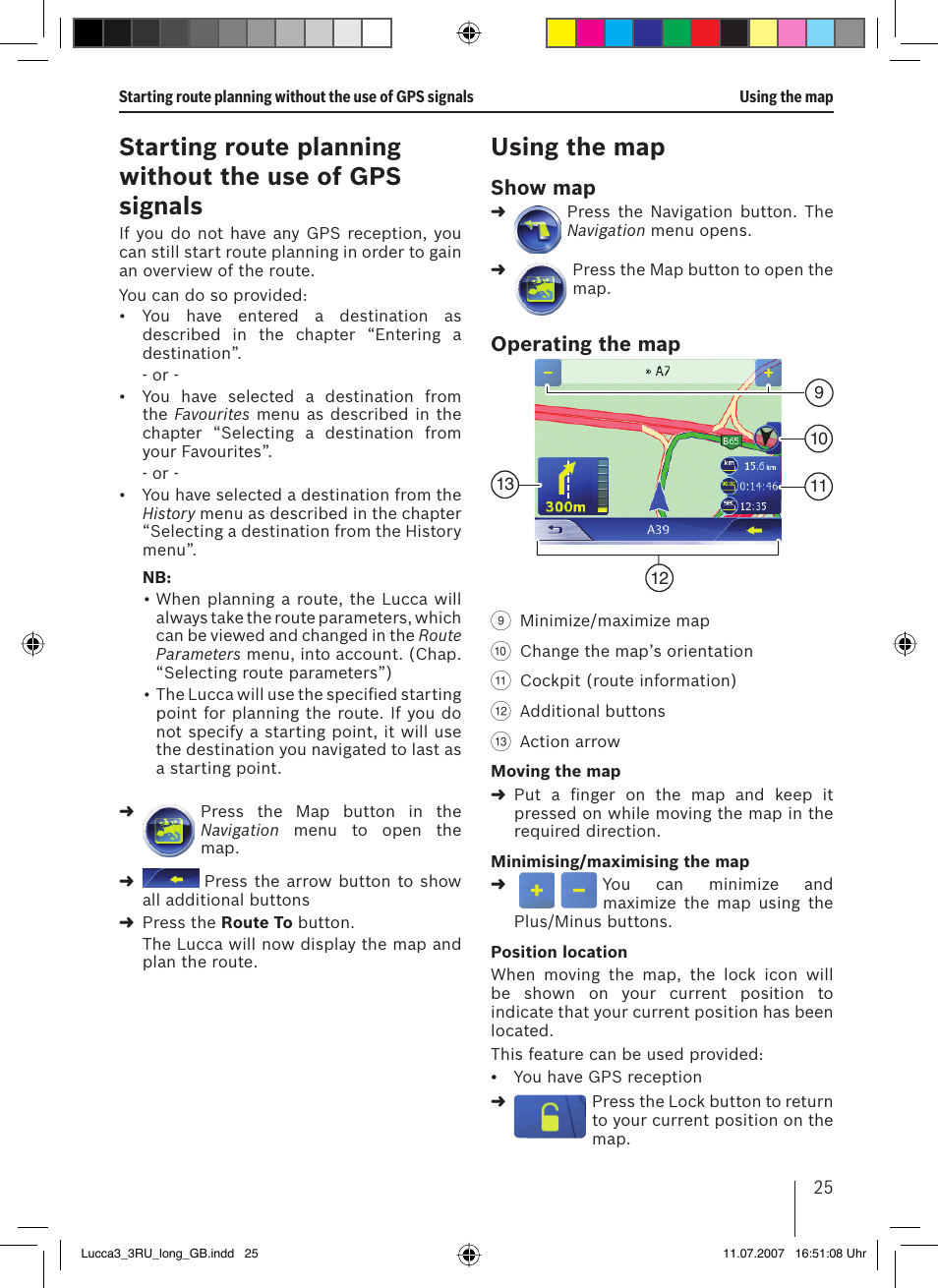 Using the map, Show map, Operating the map | Blaupunkt TRAVELPILOT LUCCA 3.3 EE User Manual | Page 25 / 46