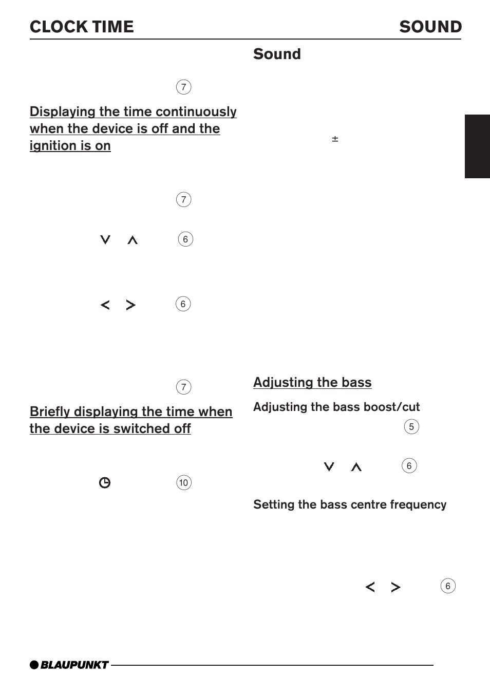 Clock time sound, Sound | Blaupunkt BARCELONA MP35 User Manual | Page 28 / 41