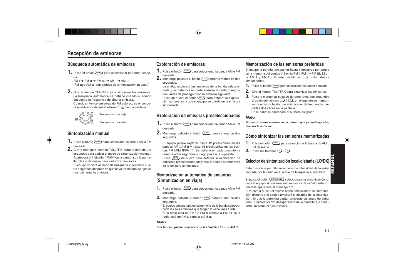 Recepción de emisoras | Blaupunkt BPV 660 User Manual | Page 28 / 45