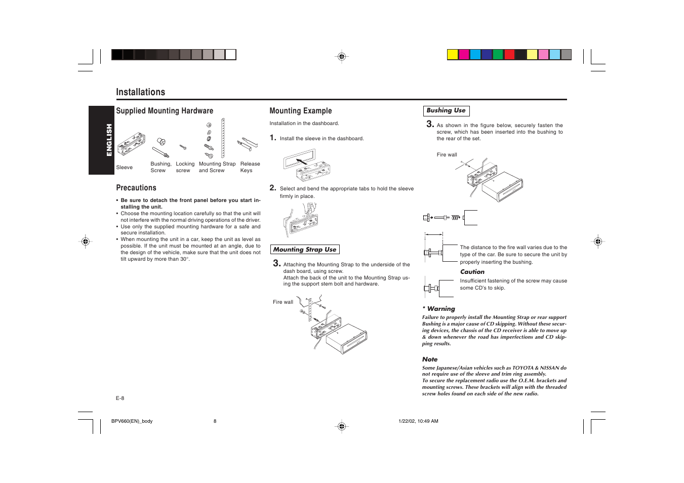 Installations | Blaupunkt BPV 660 User Manual | Page 9 / 45