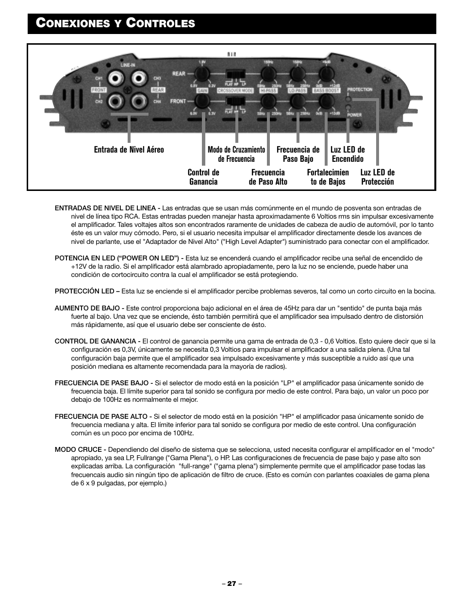 Onexiones y, Ontroles | Blaupunkt PCA 450 User Manual | Page 29 / 44