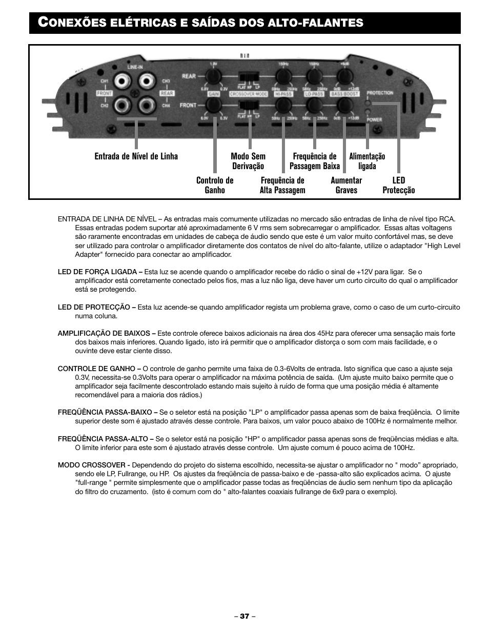 Onexões elétricas e saídas dos alto-falantes | Blaupunkt PCA 450 User Manual | Page 39 / 44