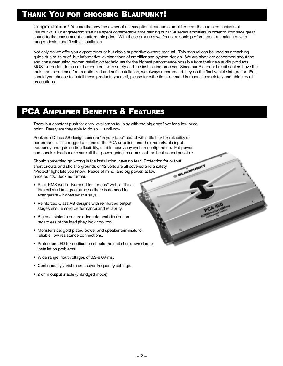 Pca a | Blaupunkt PCA 450 User Manual | Page 4 / 44