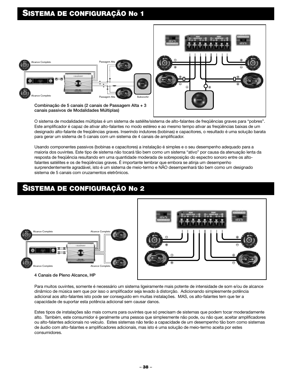 Istema de configuração no 1, Istema de configuração no 2 | Blaupunkt PCA 450 User Manual | Page 40 / 44
