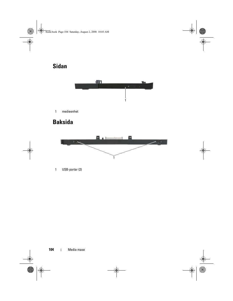 Sidan, Baksida, Sidan baksida | Dell Latitude E4200 (Late 2008) User Manual | Page 106 / 122