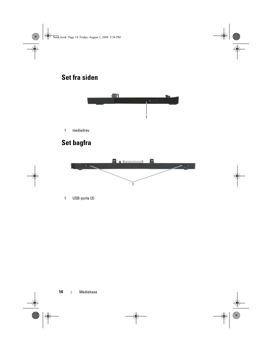 Set fra siden, Set bagfra, Set fra siden set bagfra | Dell Latitude E4200 (Late 2008) User Manual | Page 16 / 122