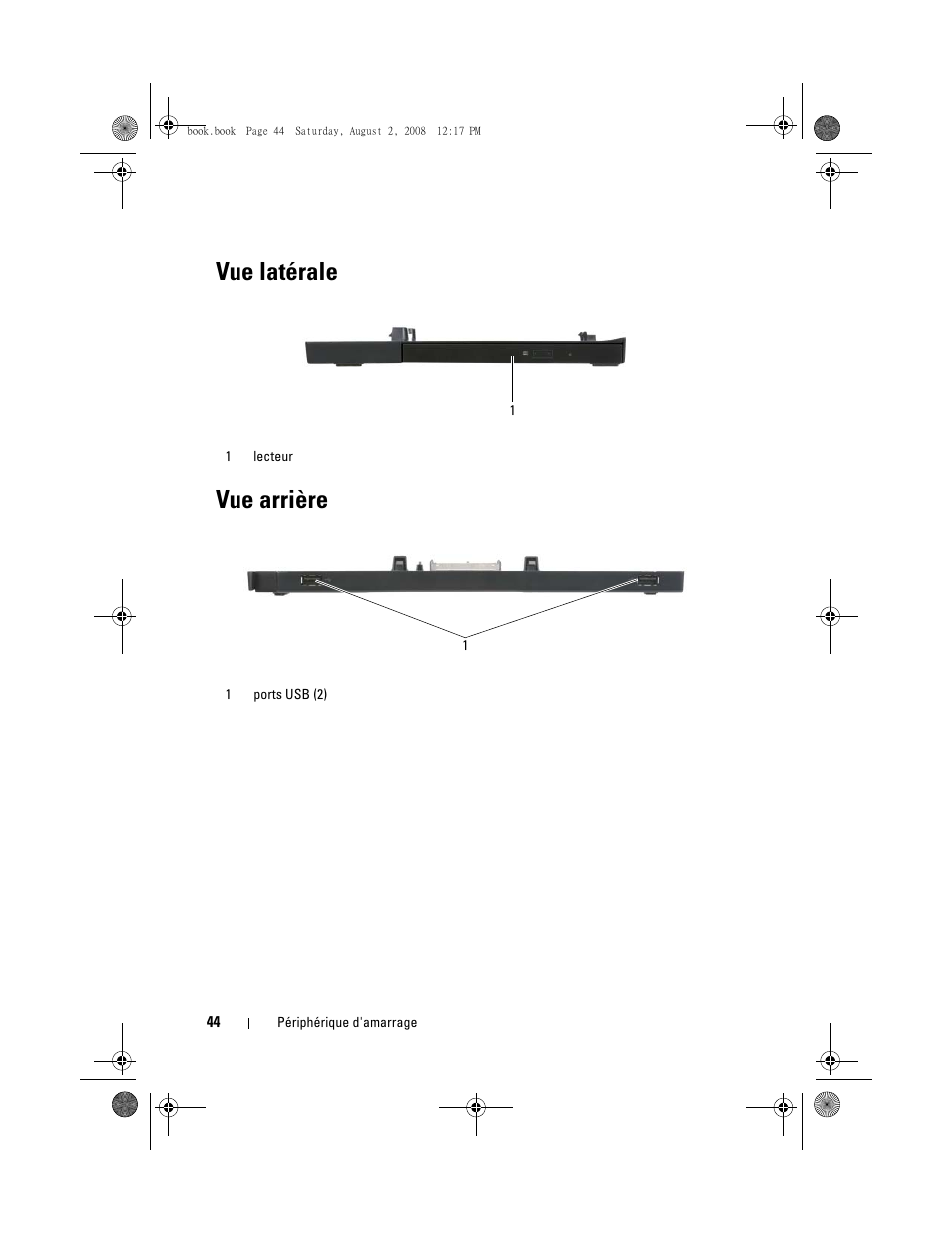 Vue latérale, Vue arrière, Vue latérale vue arrière | Dell Latitude E4200 (Late 2008) User Manual | Page 46 / 122