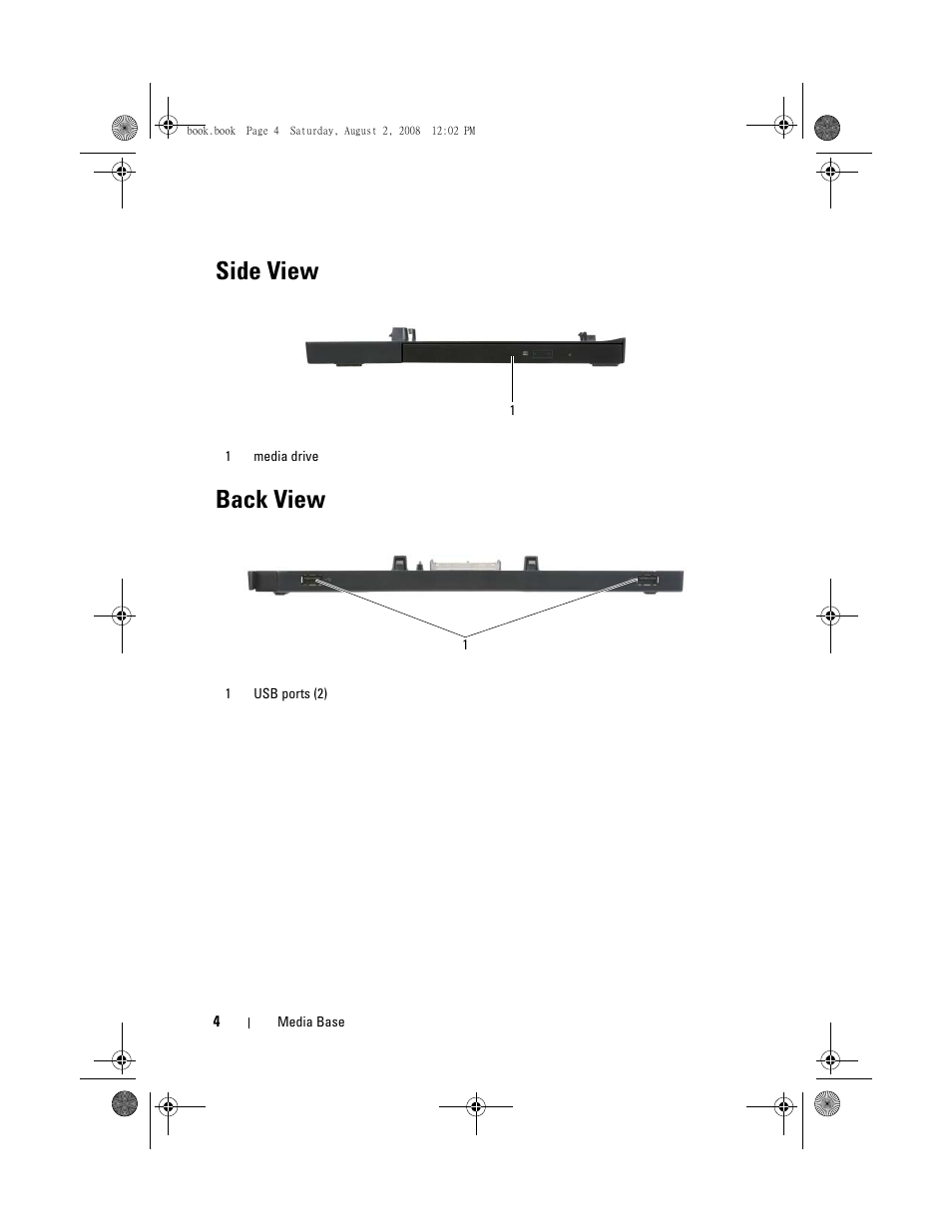 Side view, Back view, Side view back view | Dell Latitude E4200 (Late 2008) User Manual | Page 6 / 122