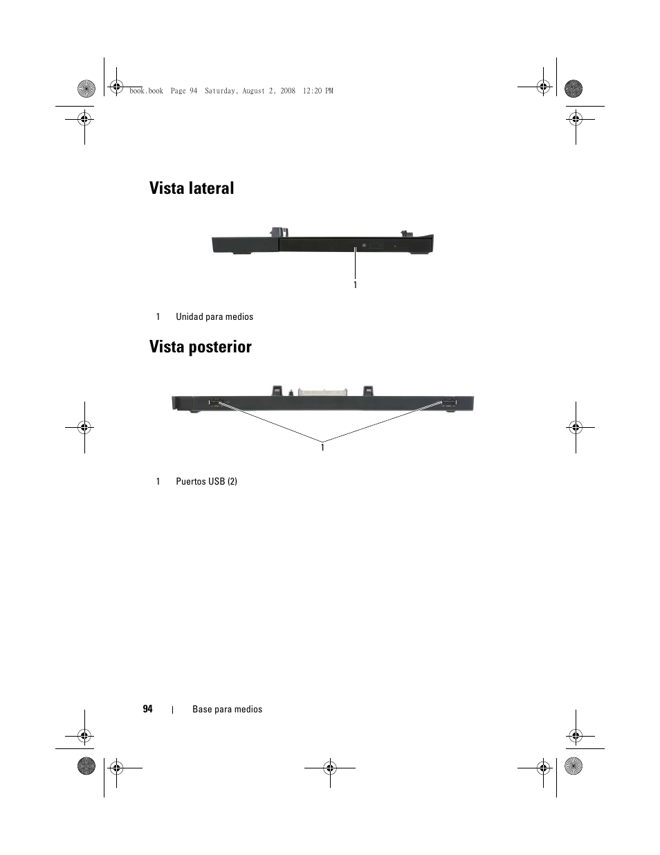 Vista lateral, Vista posterior, Vista lateral vista posterior | Dell Latitude E4200 (Late 2008) User Manual | Page 96 / 122