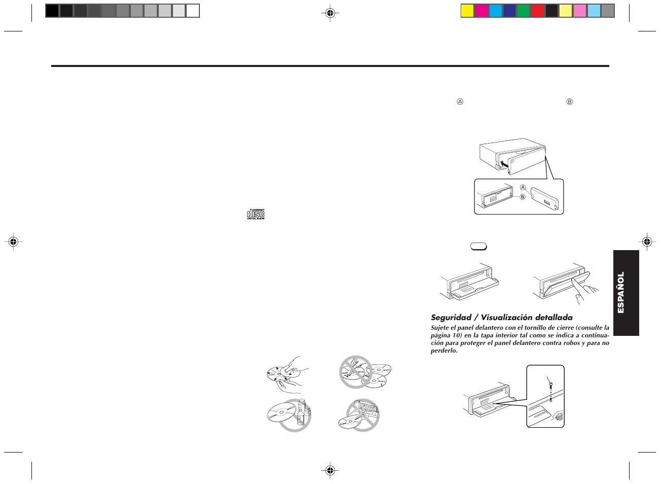 Características, Cómo tratar los discos compactos, Cómo colocar el frontal extraíble | Cómo abrir y cerrar el frontal extraíble | Blaupunkt DM2000 User Manual | Page 28 / 53