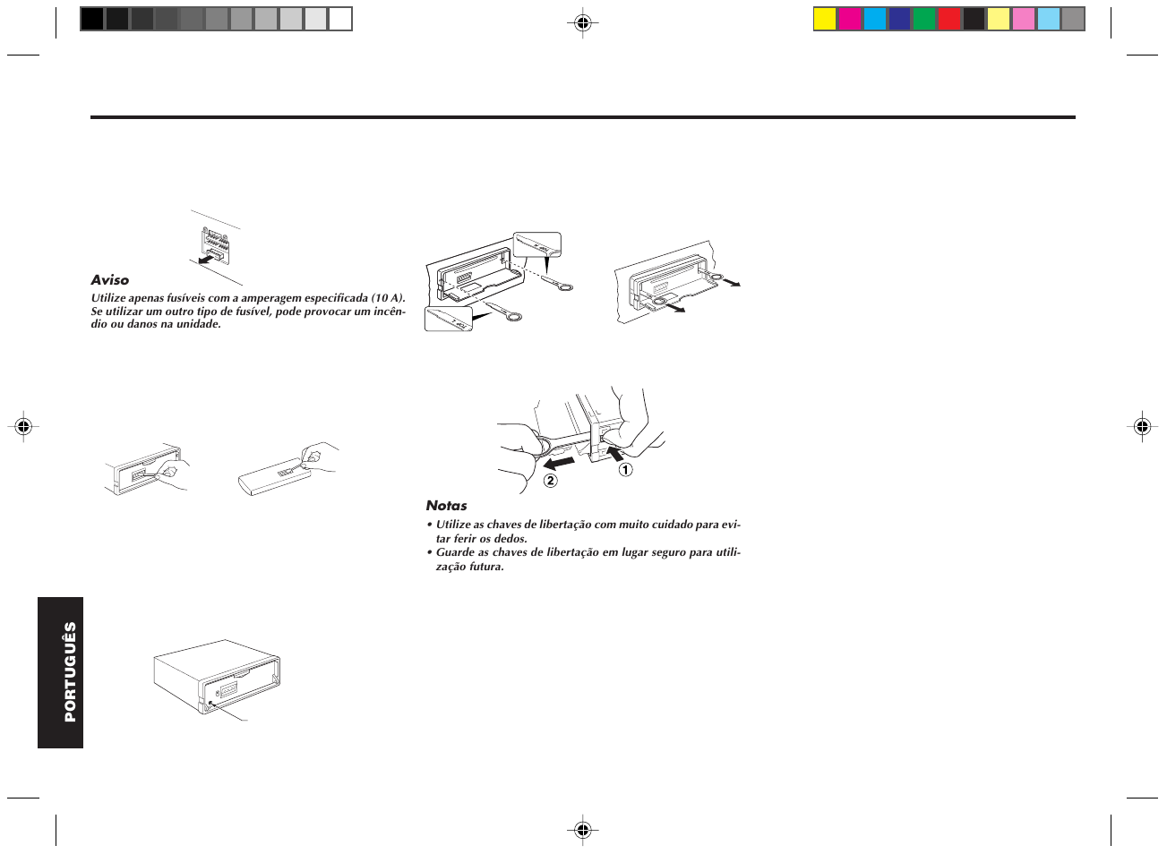 Manutenção, Substituição do fusível, Limpeza dos conectores | Voltar para as definições iniciais, Retirar a unidade | Blaupunkt DM2000 User Manual | Page 52 / 53
