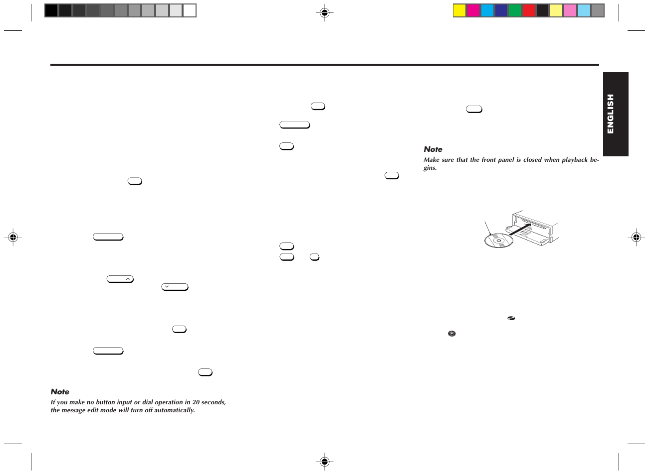 Cd operations, Turn on/off message edit, Demonstration mode | Playing the cd player | Blaupunkt DM2000 User Manual | Page 8 / 53