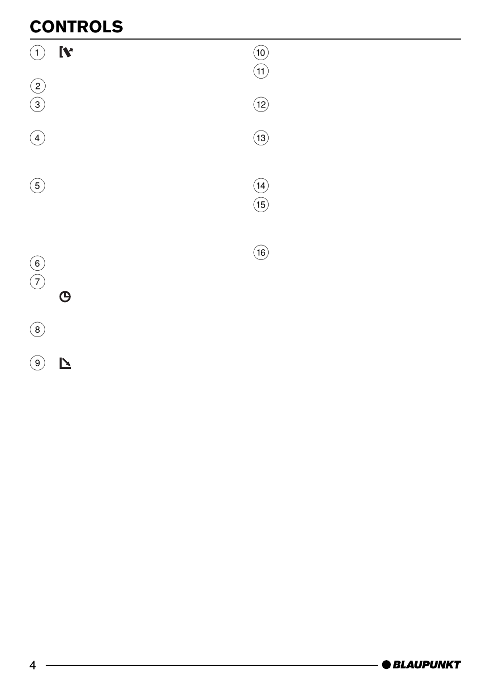 Controls | Blaupunkt CASABLANCA CD52 7 642 295 310 User Manual | Page 4 / 27