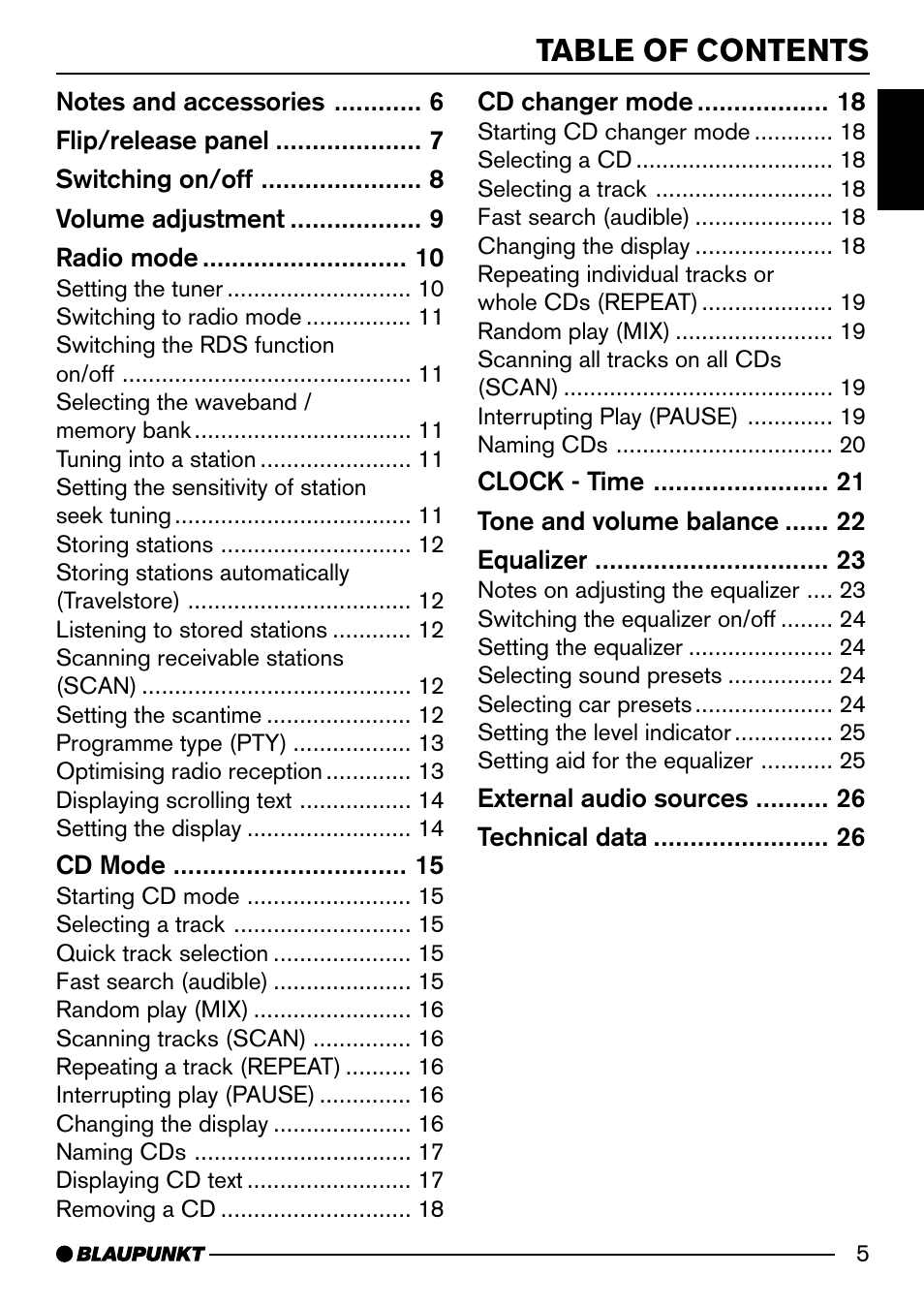 Blaupunkt CASABLANCA CD52 7 642 295 310 User Manual | Page 5 / 27