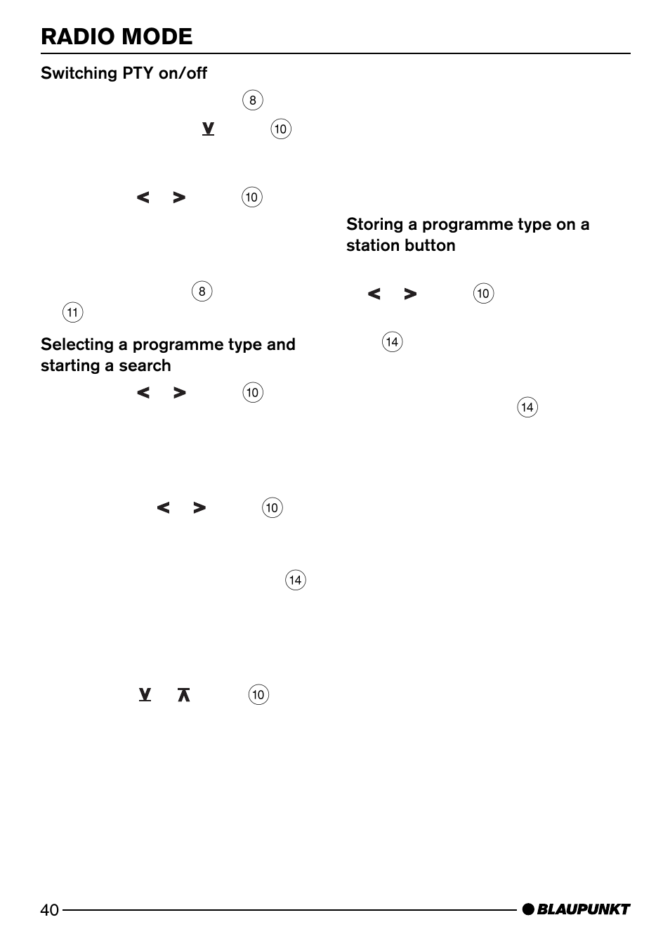 Radio mode | Blaupunkt Casablanca CD51 User Manual | Page 14 / 30