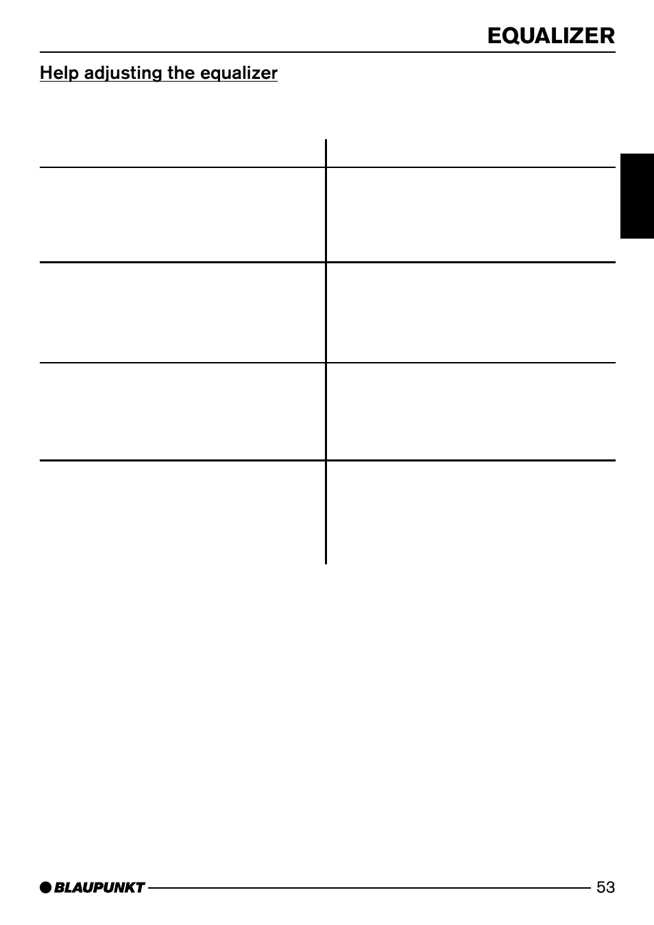 Equalizer, Help adjusting the equalizer | Blaupunkt Casablanca CD51 User Manual | Page 27 / 30