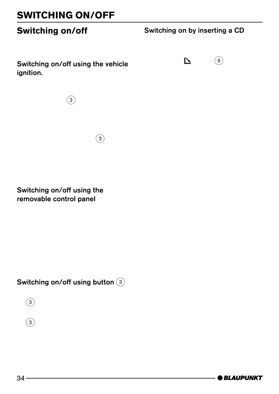 Switching on/off | Blaupunkt Casablanca CD51 User Manual | Page 8 / 30