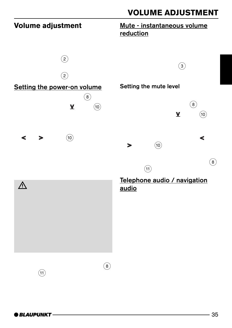 Volume adjustment | Blaupunkt Casablanca CD51 User Manual | Page 9 / 30