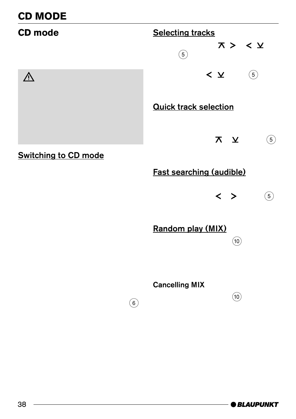 Cd mode | Blaupunkt CD33 User Manual | Page 17 / 25
