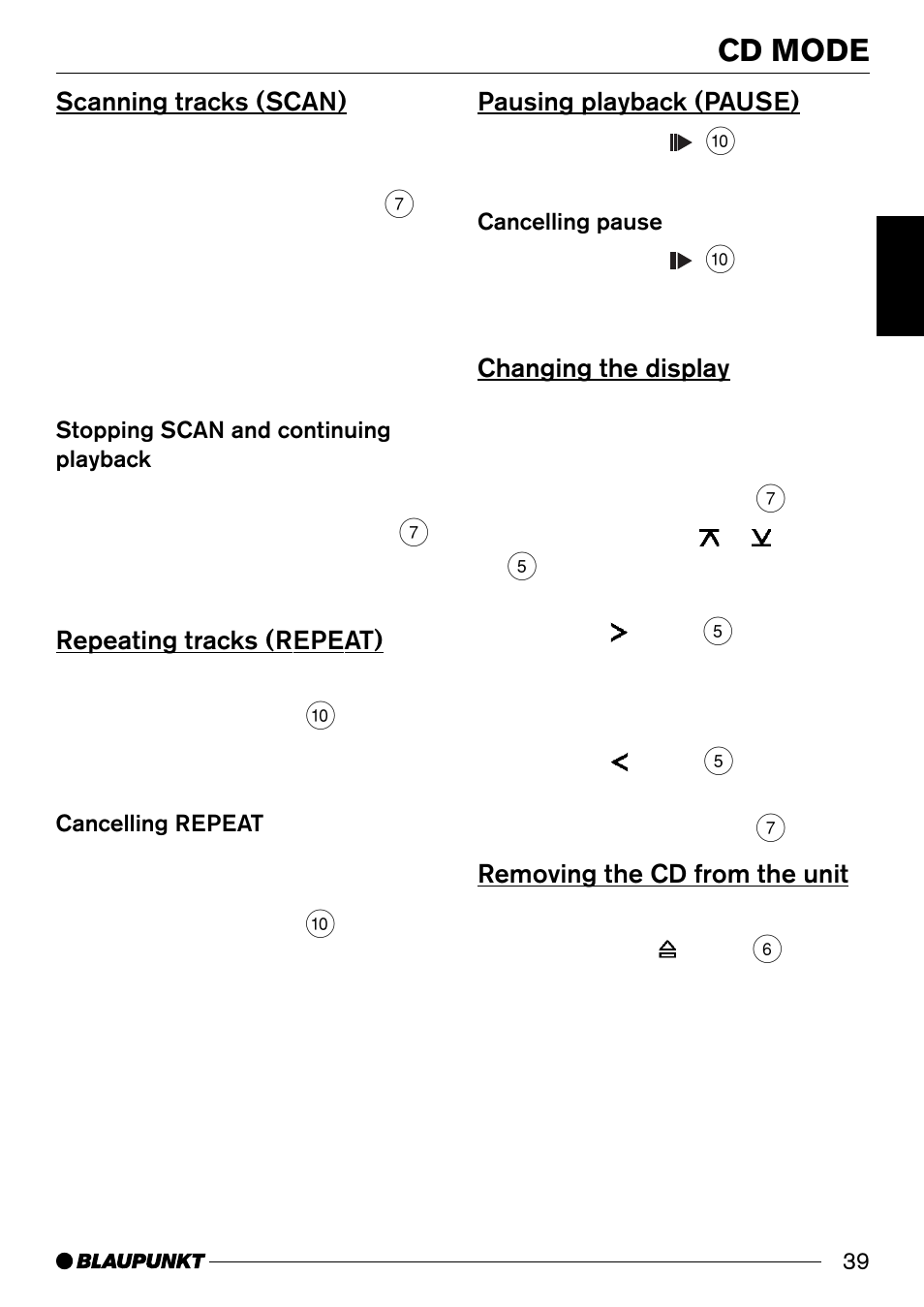 Cd mode | Blaupunkt CD33 User Manual | Page 18 / 25