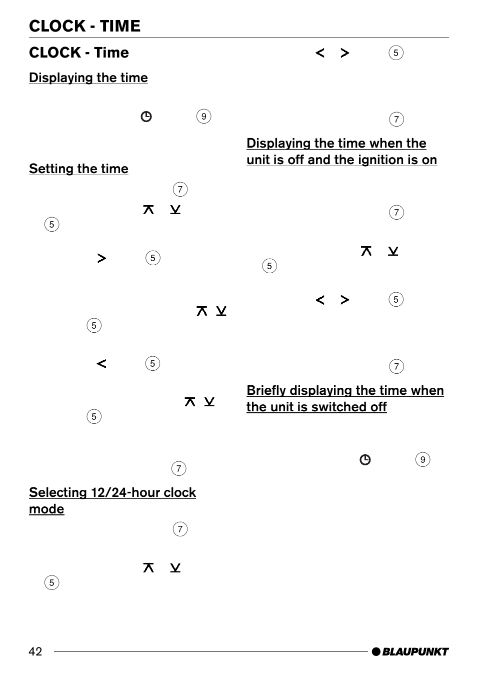 Clock - time | Blaupunkt CD33 User Manual | Page 21 / 25