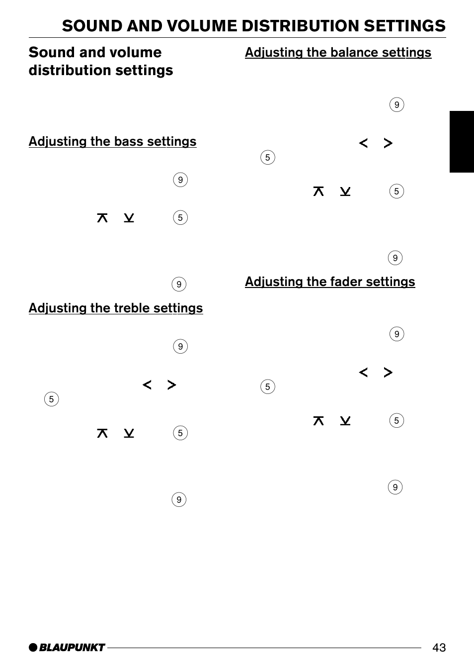 Sound and volume distribution settings | Blaupunkt CD33 User Manual | Page 22 / 25