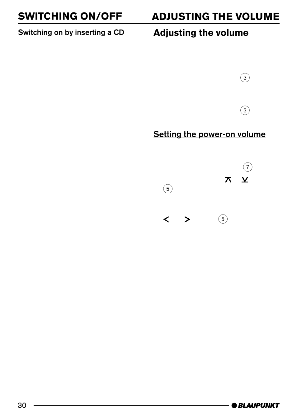 Adjusting the volume switching on/off, Adjusting the volume | Blaupunkt CD33 User Manual | Page 9 / 25