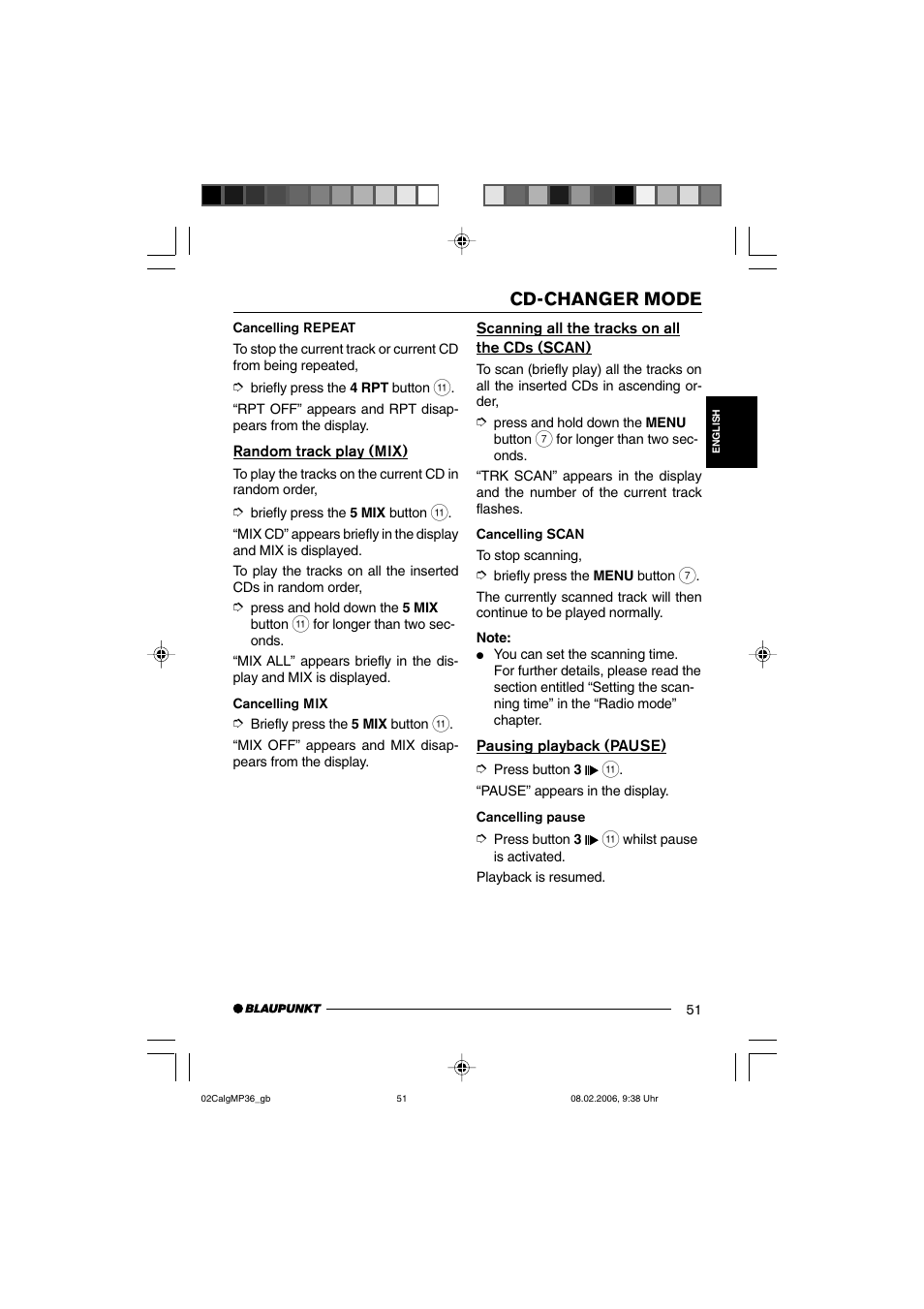 Cd-changer mode | Blaupunkt CALGARY MP36 User Manual | Page 24 / 31