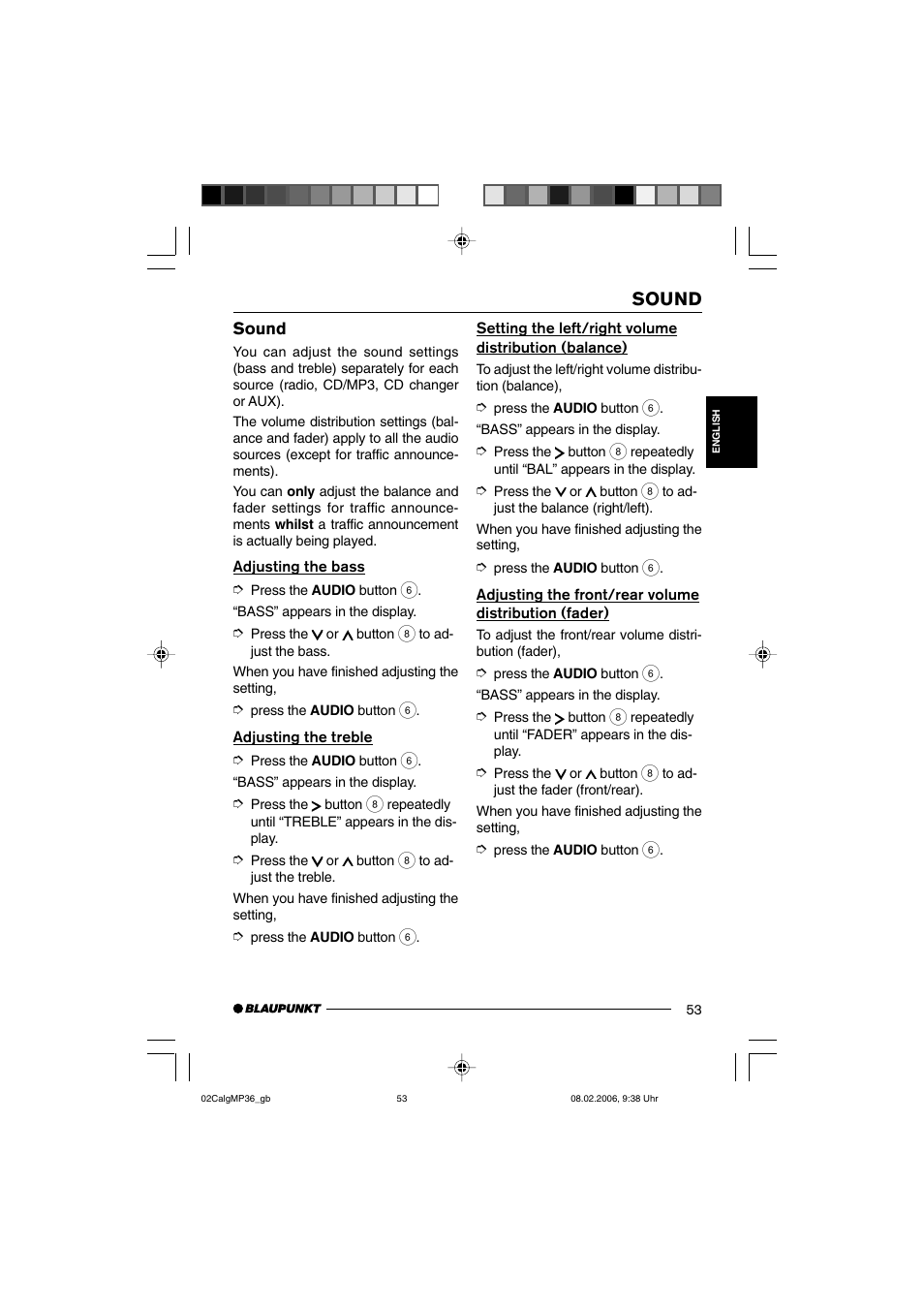 Sound | Blaupunkt CALGARY MP36 User Manual | Page 26 / 31