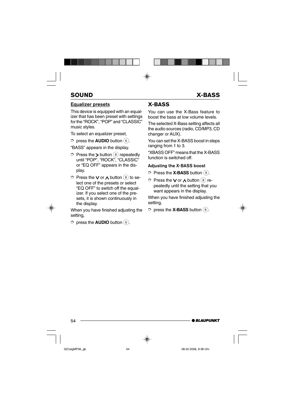 X-bass sound | Blaupunkt CALGARY MP36 User Manual | Page 27 / 31