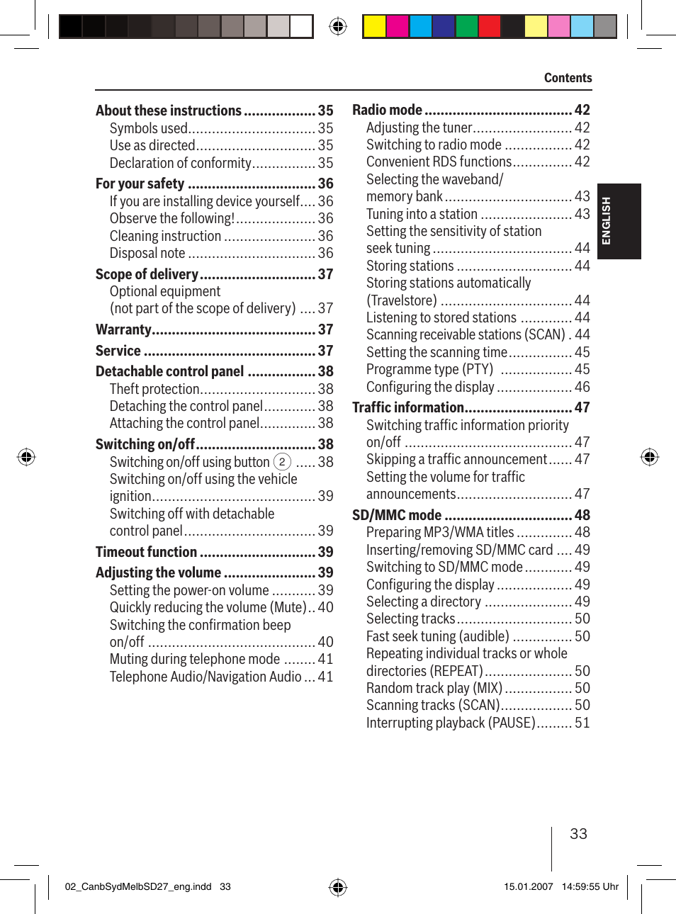 Blaupunkt CANBERRA 7 647 523 310 User Manual | Page 4 / 45