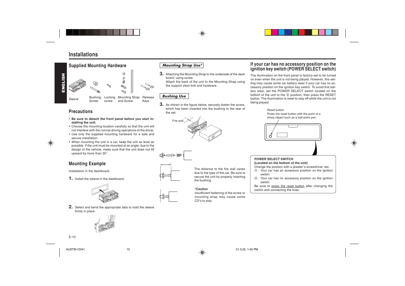 Installations | Blaupunkt AUSTIN CD41 User Manual | Page 11 / 15