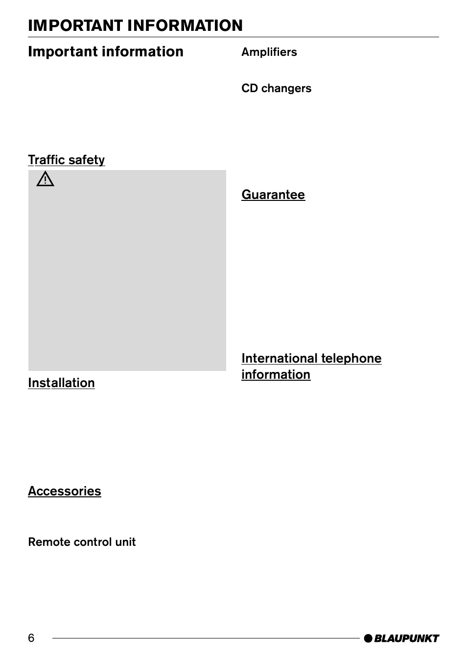 Important information 6, Important information | Blaupunkt Melbourne C30 User Manual | Page 6 / 24