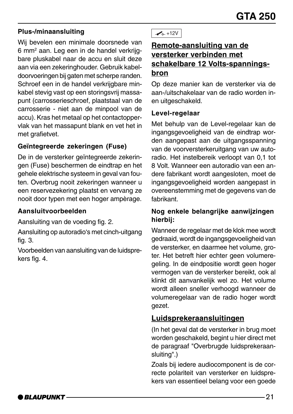 Gta 250 | Blaupunkt GTA 250 User Manual | Page 21 / 38