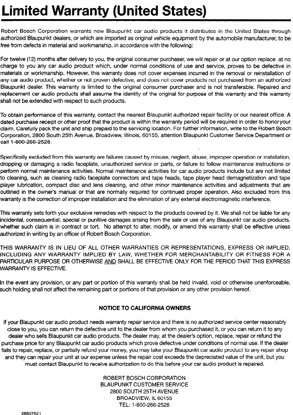 Warranty | Blaupunkt MP3000 User Manual | Page 23 / 25