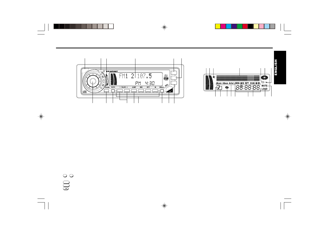 Front panel controls, Lcd display, Identification of controls | Blaupunkt MP3000 User Manual | Page 4 / 25